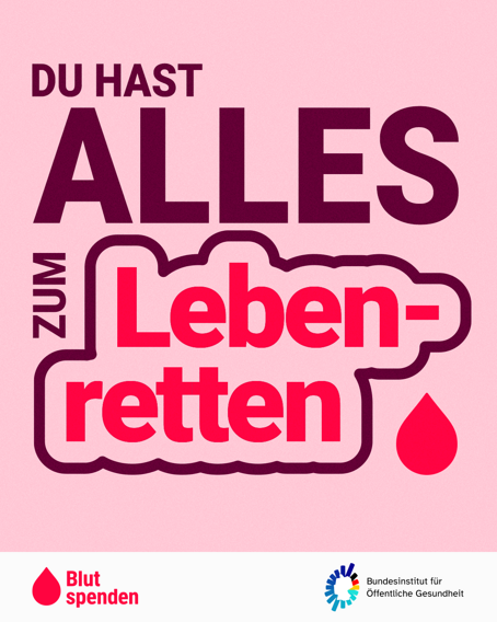 Diese Grafik zeigt ein Visual der Kampagne "Du hast alles zum Leben retten"