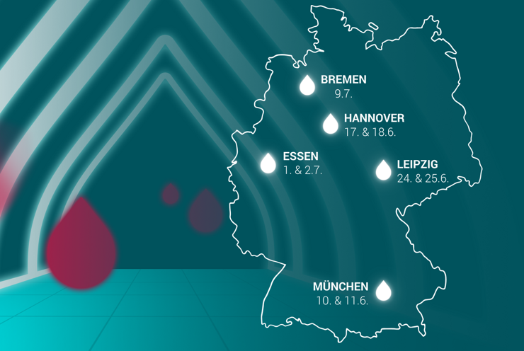 Standorte der Einfach.machen Tour auf einer Deutschlandkarte