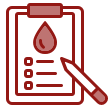 Icon in rot die Spenderbogen Checkliste